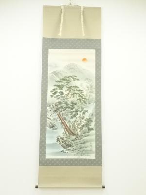 富田秀峰筆　天保九如　肉筆絹本掛軸（共箱）